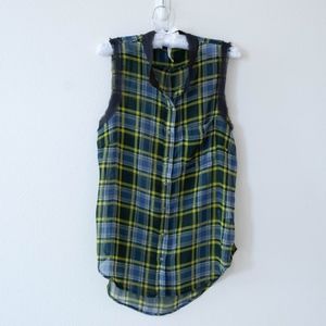 Nordstrom Willow & Clay Black Blue Chiffon Shirt